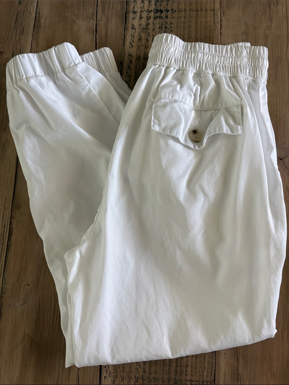 Women’s White Drawstring Jogger Pants with Elastic Ankles - Picture 6 of 7